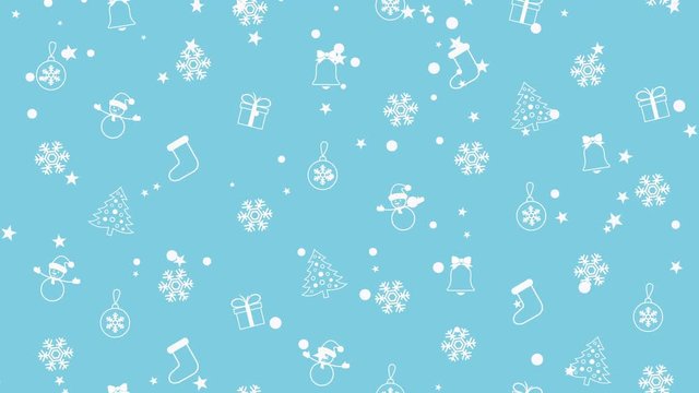 Christmas background pattern with Christmas trees, snowmen, snowflakes and Christmas balls