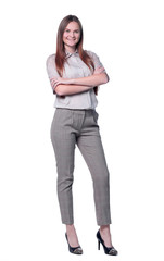 in full growth. young business woman