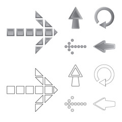 Vector design of element and arrow logo. Set of element and direction vector icon for stock.