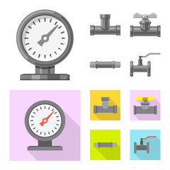 Vector design of pipe and tube sign. Collection of pipe and pipeline stock symbol for web.