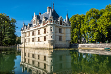 Fototapeta na wymiar View on beautiful Chateau d’Azay-le-Rideau at sunny day, Loire valley, France