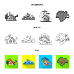 Vector design of natural and disaster icon. Set of natural and risk vector icon for stock.