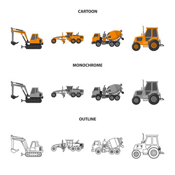 Vector design of build and construction sign. Collection of build and machinery stock vector illustration.
