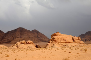 Jordanian desert in Wadi Rum, Jordan. Wadi Rum has led to its designation as a UNESCO World...