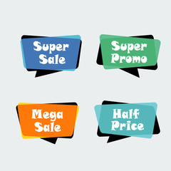 Sale, Special discount. Simple modern design ribbon, Popup, Labels, Emblems, Tags. Flat origami design Vector