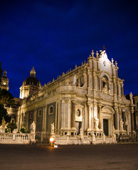 Fototapeta na wymiar Piazza Duomo square, Cathedral of Santa Agatha, Catania, Sicily, Italy