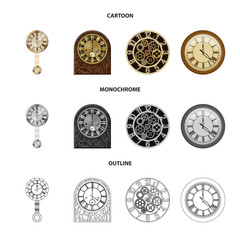 Vector design of clock and time sign. Collection of clock and circle vector icon for stock.