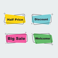 Sale, Special discount. Simple modern design ribbon, Popup, Labels, Emblems, Tags. Flat origami design Vector
