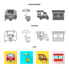 Vector illustration of market and exterior logo. Set of market and food stock symbol for web.