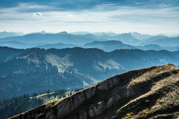 autumnal atmosphere on the ridge of the Nagelfluh chain near Oberstaufen, Allgaeu area, Bavaria,...