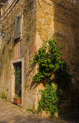 Naklejka na ściany i meble A building in the hill village of Groznjan (also called Grisignana) in Istria, Croatia 