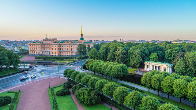 Saint Petersburg. Museums of Russia. Panorama of St. Petersburg. Morning. Morning in Petersburg. Panorama of St. Petersburg from a height.