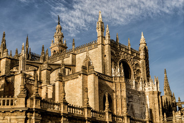 Fototapeta na wymiar Famous Gothic Cathedral of Seville (Sevilla), Spain. 
