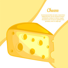 Piece of cheese. Dairy product. Vector illustration.