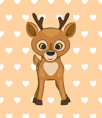 Cute cartoon deer. Vector illustration.