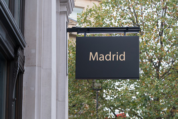 Madrid written on a shop sign concept