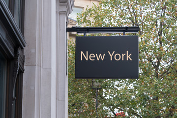 New York written on a shop sign concept