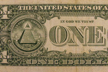 Macro shot of one dollar banknote