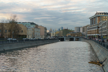 Moscow city center at the cloudy day