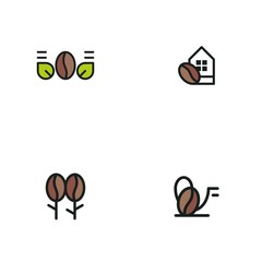 Bean Coffee Café Set Idea Abstract Creative Menu Organic Icon Logo Design Template Element Vector