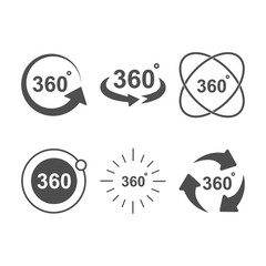 Angle 360 degrees sign icon set design vector