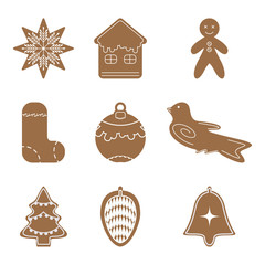 Cartoon Cookies Christmas gingerbread set icon design vector illustration