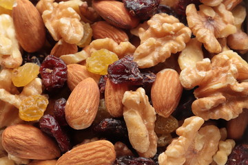 frutta secca con noci, mandorle, uvetta e mirtilli rossi,dried fruit with nuts, almonds, raisins...