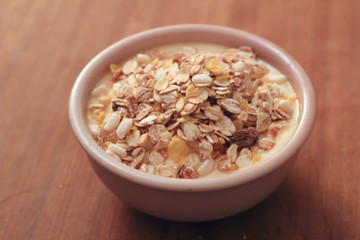 Bowl of yoghurt and muesli