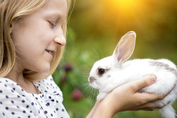girl and rabbit