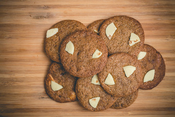 Chip cookies homemade with white chocolate. Delicious.