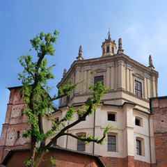 Fototapeta premium San Lorenzo Maggiore Basilica - Saint Lawrence, the main cathedral. North side of spittle. Rare view. Excellent postcard for travel