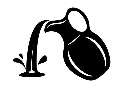 Jug pour out milk or water canister. Simple logo.