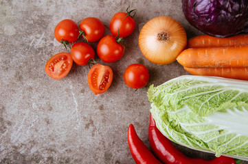 Colored vegetables. Color of life. Natural life.