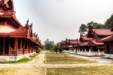 The magnificent palace in the center of Mandalay in Myanmar
