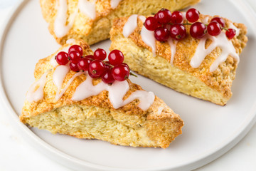Fresh homemade scones. White background 