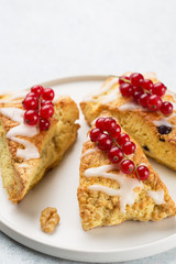 Fresh homemade scones. White background 