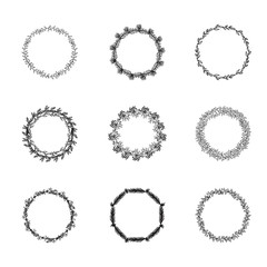 Obraz premium Hand drawn wreath. Floral design elements vector