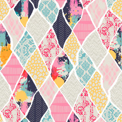 Seamless pattern with elements of torn paper. Patchwork. Can be used for scrapbook, postcards, print, etc.