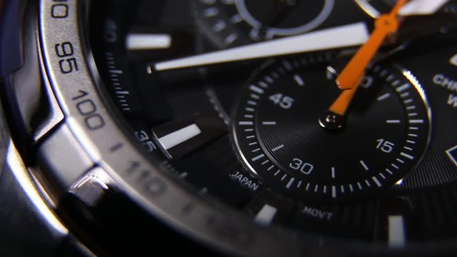 Chronograph tactical watch in operation