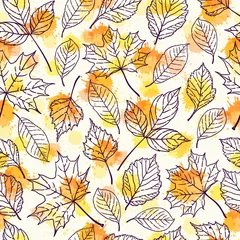 Foto op Canvas Seamless pattern with foliage. Falling Leaves © Xenia