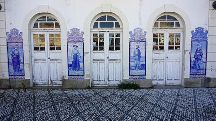 colorful old train station of aveiro in portugal