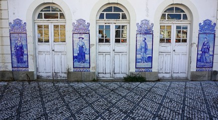 colorful old train station of aveiro in portugal