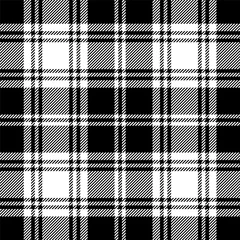 Behang Zwart wit Naadloze tartan zwart-wit patroon