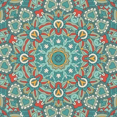 Garden poster Moroccan Tiles Tribal indian ethnic seamless design. Festive colorful mandala pattern