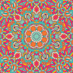 Colorful Tribal Ethnic Festive Abstract Floral Vector Pattern