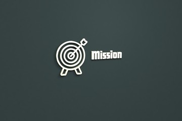 Illustration of Mission with light text on grey background