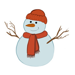 snowman with hat and scarf