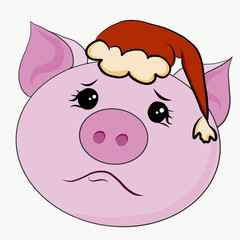illustration of a sad pig