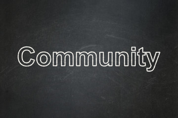 Social network concept: text Community on Black chalkboard background