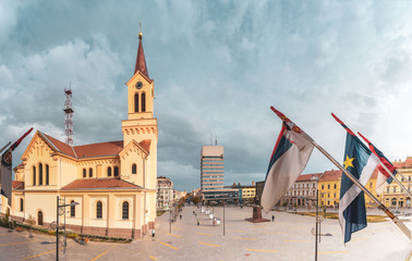 Obraz premium panorama of Trg Slobode in City of Zrenjanin, Serbia